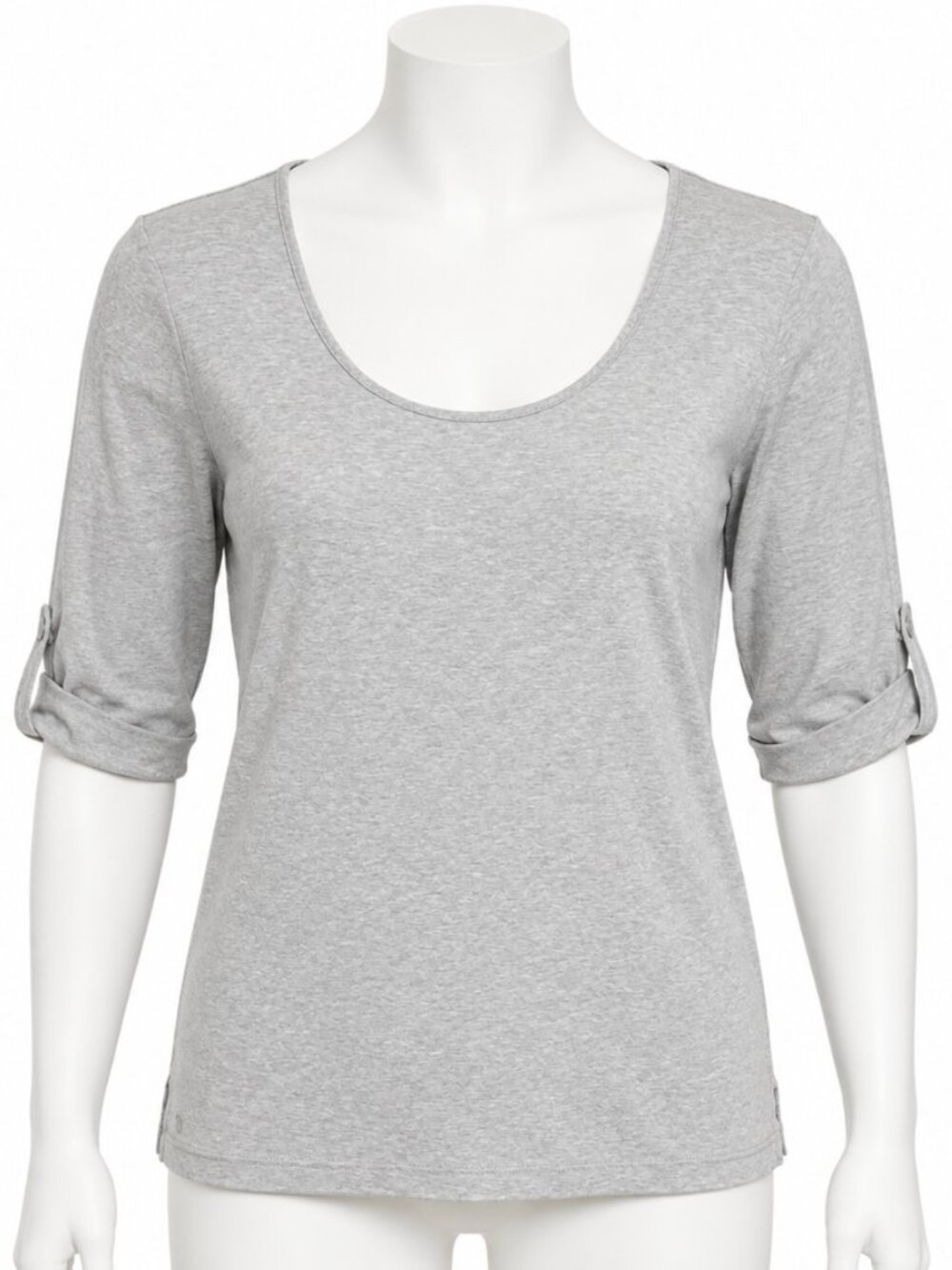 Lauren Ralph Lauren Shirt XL Gray 3/4 Sleeve Roll Tab Casual Cotton Minimalist